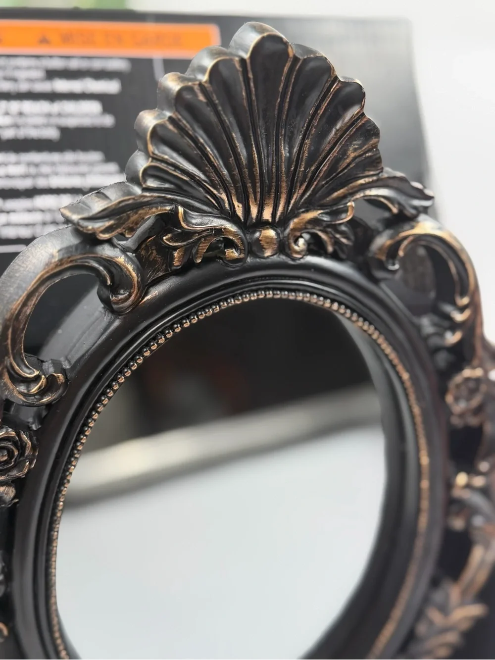 Martha Stewart Ornate Oval Lighted Table Mirror in Bronze with Gold Highlights